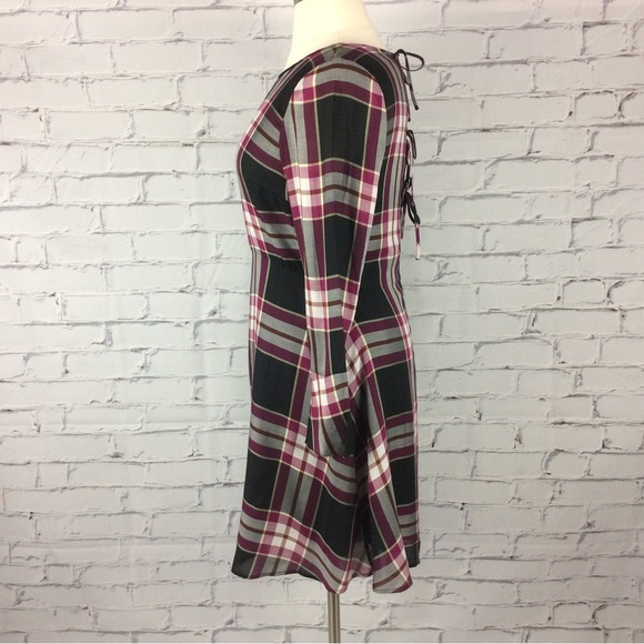 Loft Plaid Tie Back Dress, Size 12 - Picture 7 of 14